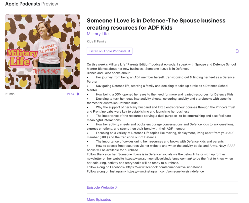 Beck Rayner - Military Life podcast with Bianca Sibbald from Someone I Love is in Defence