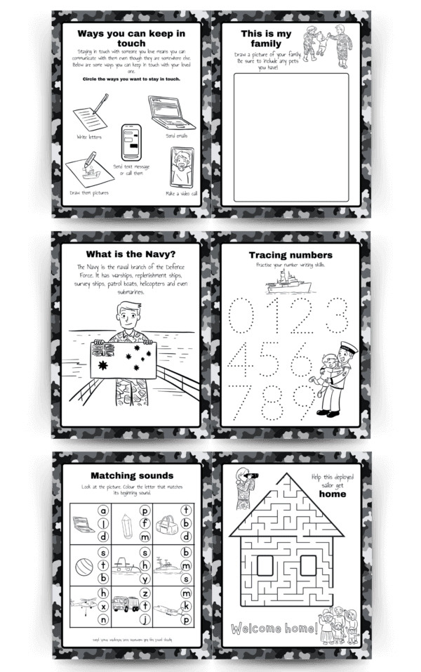 Navy activity sheets